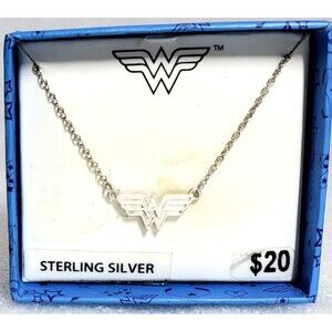 Jacmel Sterling Silver Wonder Woman Symbol Necklace 8" Cable Chain – DC Comics
